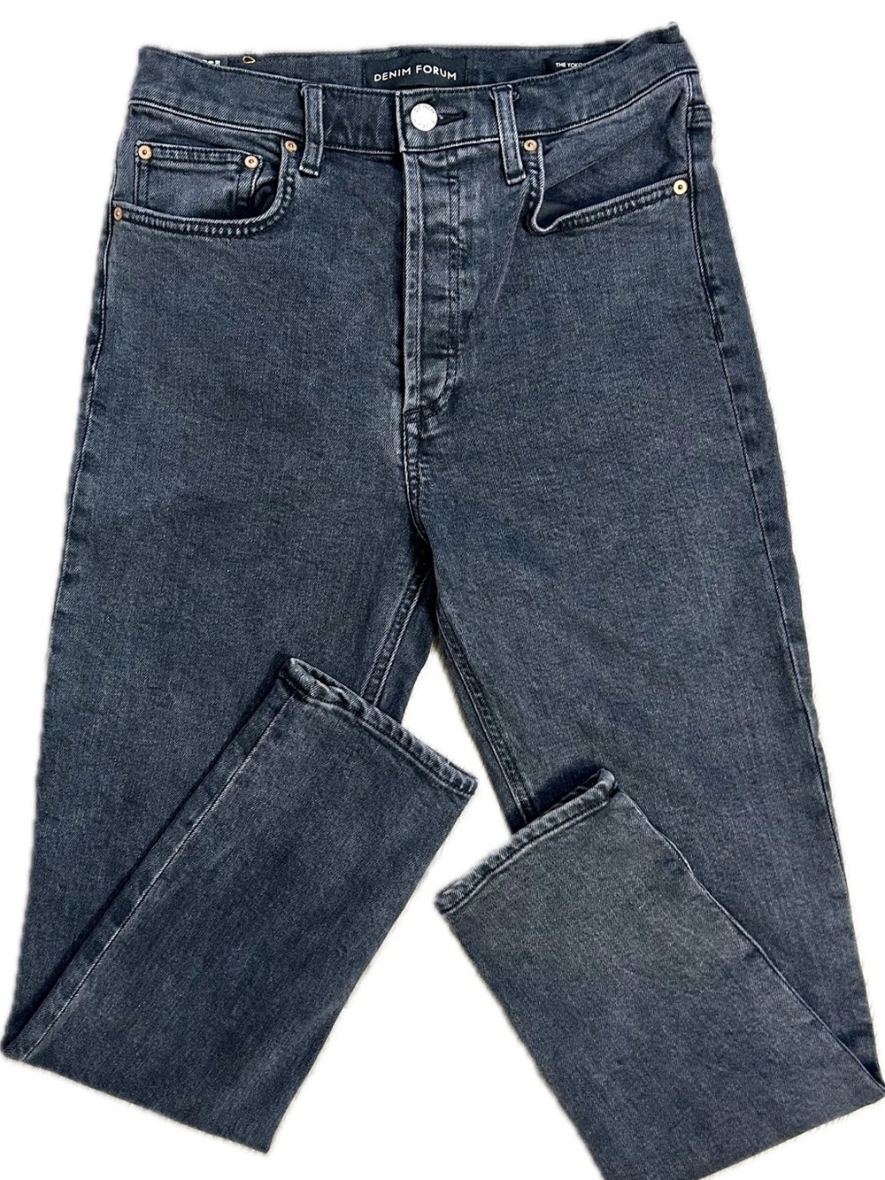 Aritzia Denim Forum The Yoko High Rise Slim Jeans Black Button Fly Size 28